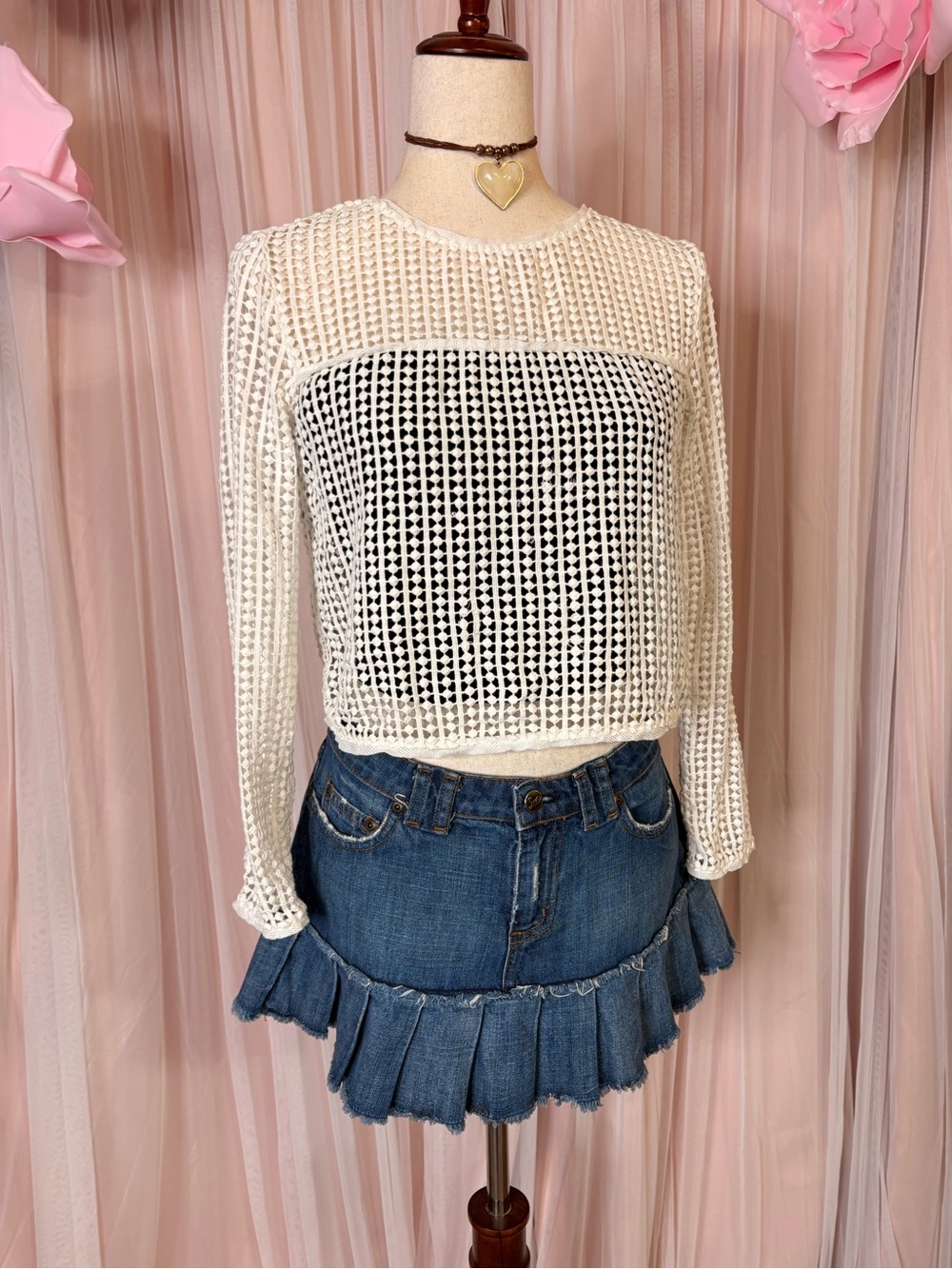 Zara Woman White Crochet Lace Openwork Top XS